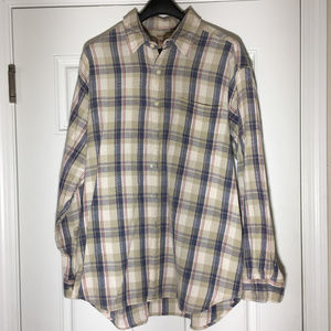 XL Woolrich Tan/Blue/Red Plaid Button-down shirt